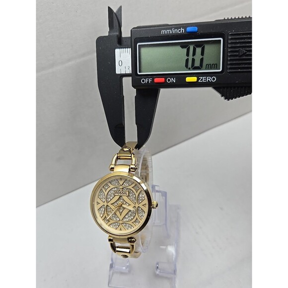 Fossil Georgia ES3293 Womens Gold Tone Crystal Dial Bracelet Watch New Battery - Picture 6 of 11
